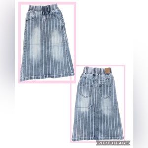 Little girls striped stretch denim skirt